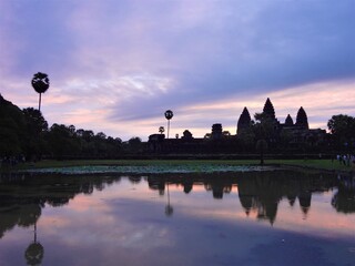 Fototapeta na wymiar Angkor Wat temple at dawn in Siem Reap, Cambodia, Ancient Khmer architecture. 