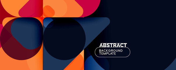 Flat geometric round shapes and dynamic lines, abstract background. Vector illustration for placards, brochures, posters and banners