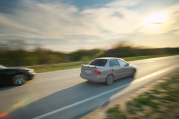 Obraz na płótnie Canvas Car driving on freeway