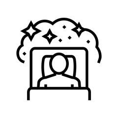 sleeping with dream patient line icon vector. sleeping with dream patient sign. isolated contour symbol black illustration