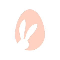 Fototapeta premium Easter egg shape with bunny ears silhouette on white background - traditional symbol of holiday. Simple eggs hunt - vector illustration. Minimalistic design for card, banner or poster.