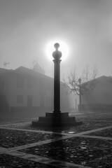 Pedrog&atilde;o Pequeno Medieval Pillory in the Main place , Beira Baixa Portugal