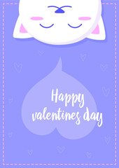 Cute vector cards with animals and hearts in honor of Valentine's Day. I love you. Celebration. For printing postcards, flyers, notebooks, paper