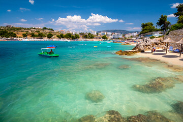 beautiful beach with crystal clear water in Ksamil in Albania