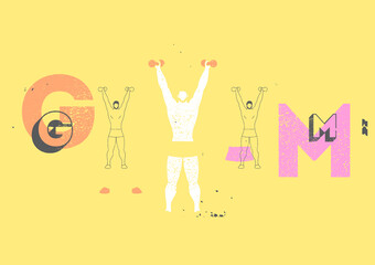 Social distance in Gym typographic vintage grunge poster design. Retro vector illustration.