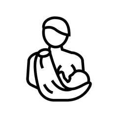 mother feeding newborn baby line icon vector. mother feeding newborn baby sign. isolated contour symbol black illustration
