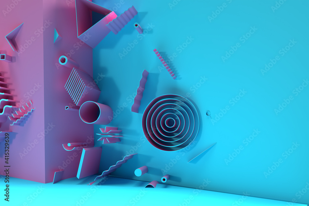 Poster 3d render abstract background. digital 3d illustration design.