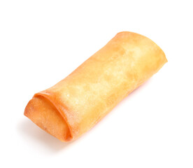 Tasty fried spring roll on white background