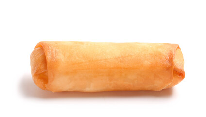 Tasty fried spring roll on white background