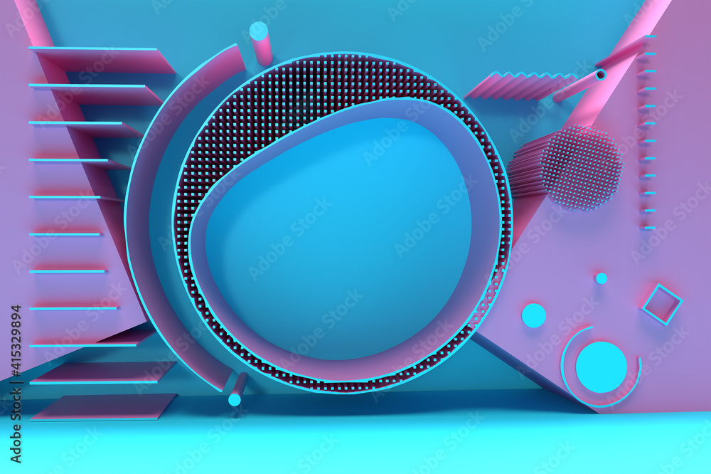 Poster 3d render abstract background. digital 3d illustration design.