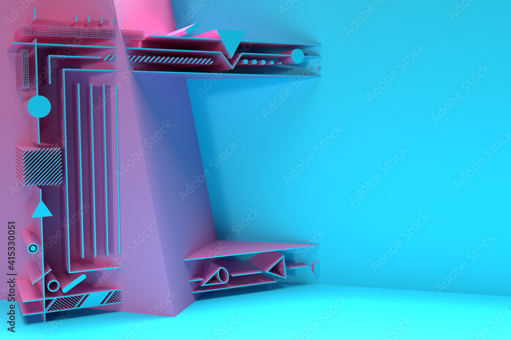 Poster 3d render abstract background. digital 3d illustration design.