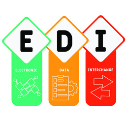EDI - Electronic Data Interchange acronym. business concept background.  vector illustration concept with keywords and icons. lettering illustration with icons for web banner, flyer, landing page