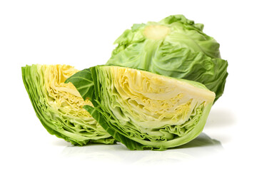 cut cabbage on white background