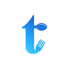 Letter T Spoon and Fork Logo Design Vecktor