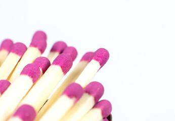 Wooden matches macro photo. Close up background.