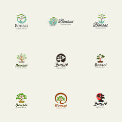 set of bonsai icon. Illustration vector graphic of Bonsai logo. Design inspiration. Fit to your Business, community, etc