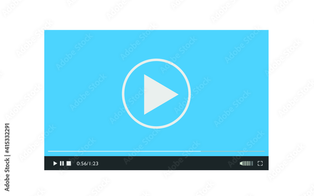 Poster media player design template for web and mobile apps flat style. vector illustration