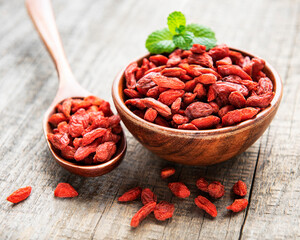 Dry red goji berries for a healthy diet.