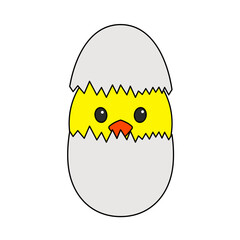 Easter Chicken In Egg Icon