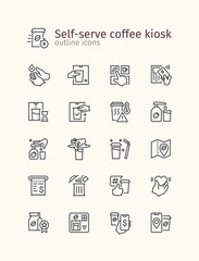 Self-serve coffee kiosk outline iconset