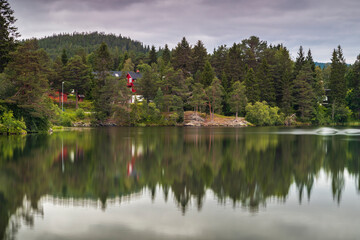 Fototapeta na wymiar Kyvannet lake in Trondheim Norway