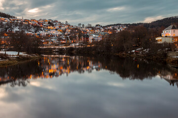 Fototapeta premium Trondheim neighbourhood at dusk