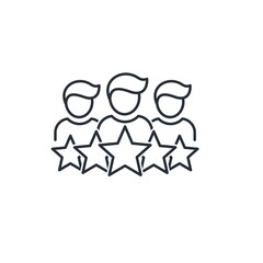 Silhouette of a man and a star. Concept group, team of professionals , specialists. Vector linear icon isolated on white background. 