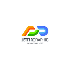Letter PD logo abstract, d and p logo, Letter logo with colorful design, flat vector logo design template, initials PD icon media