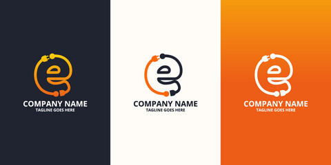 Electric initial letter E Logo Icon Template. Illustration vector graphic. Design concept Electrical plug  With letter symbol. Perfect for corporate, more technology brand identity