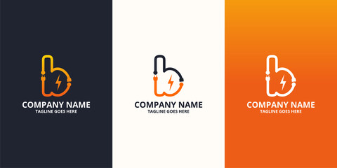 Electric initial letter B Logo Icon Template. Illustration vector graphic. Design concept Electrical plug  With letter symbol. Perfect for corporate, more technology brand identity