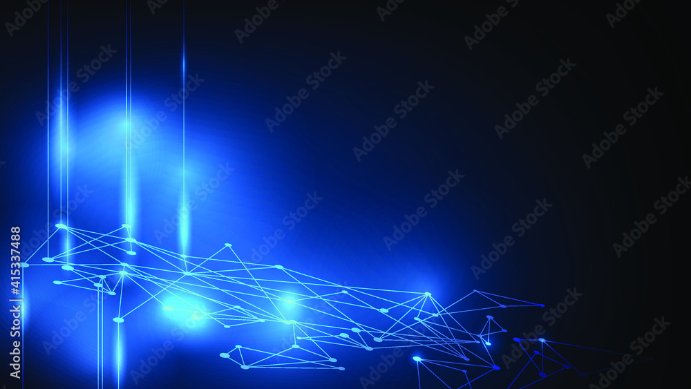 Poster technology background with small elements - triangular tech backdrop - futuristic wallpaper - blue a