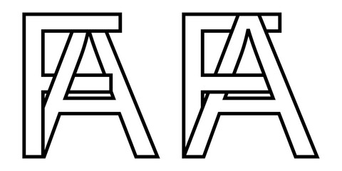 Logo sign fa af icon sign interlaced letters A, F vector logo af, fa first capital letters pattern alphabet a, f