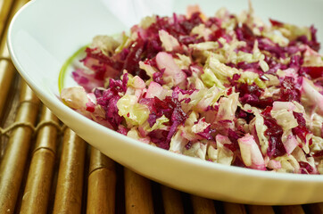 Beet salad with red and green cabbage