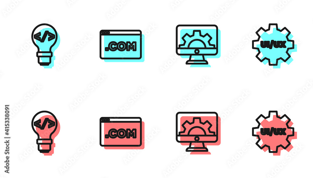 Wall mural set line web development, front end, ui or ux design and icon. vector.