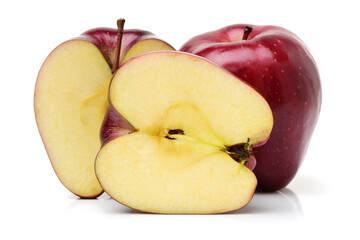 half red apples isolated on white background