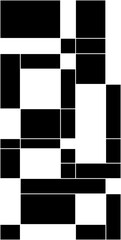 Geometric shape of pattern. Design mondrian style black and white background. Design print for illustration, texture, textile, wallpaper, background. 