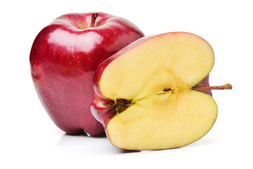 half red apples isolated on white background