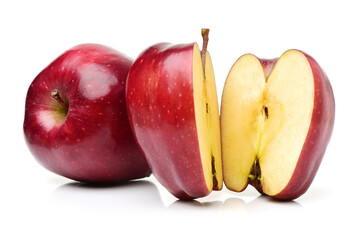 half red apples isolated on white background