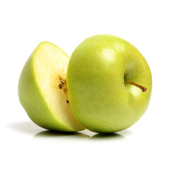 Green apple on white background