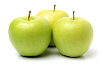 Green apple on white background