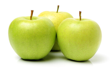 Green apple on white background