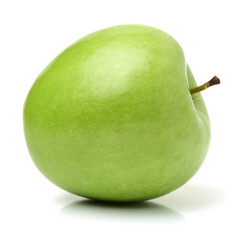 Green apple on white background