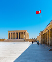 ANITKABIR view with beautiful blue sky. Anitkabir is the Mausoleum of Mustafa Kemal Ataturk. Ankara, Turkey..