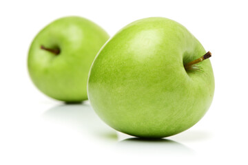 Green apple on white background