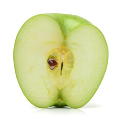 half green apple on white background