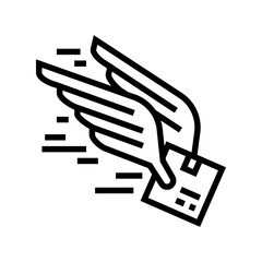 fast flying free shipping line icon vector. fast flying free shipping sign. isolated contour symbol black illustration
