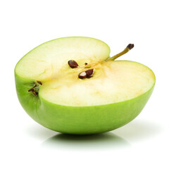 half green apple on white background
