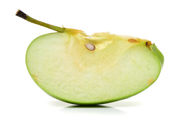 half green apple on white background