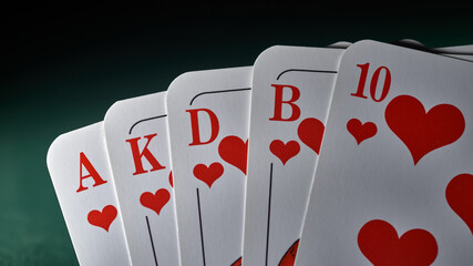 Royal Flush of Hearts Card Poker Game