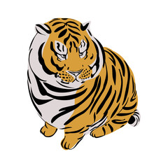 cute cartoon tiger logo symbol vector icon design illustration